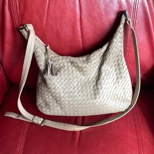 Ganson Leather Basket Weave Handbag